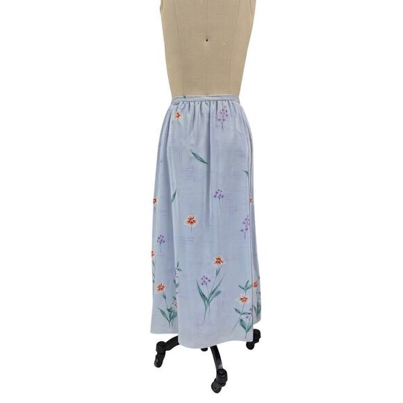 Vtg 80s 90s DONCASTER 100% Silk Floral Midi Skirt Periwinkle Sz 16 XL NWOT - Picture 4 of 5